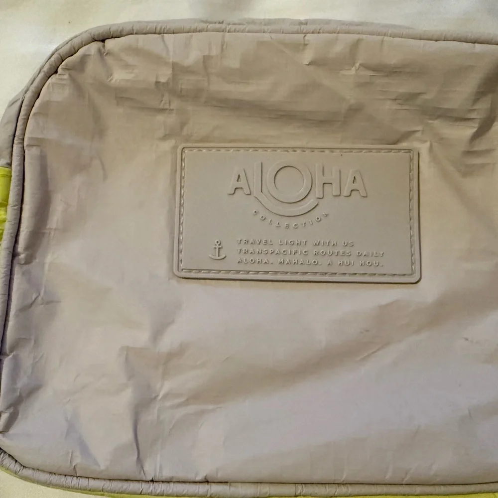 ALOHA Collection Beige and Neon Yellow Crossbody Messenger Bag